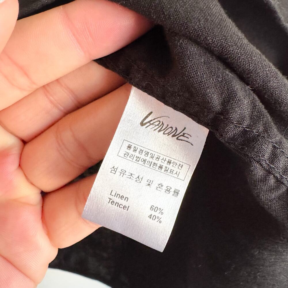 Vanone Black Easy Grunge Look Button Up Linen Top - Picture 4 of 6